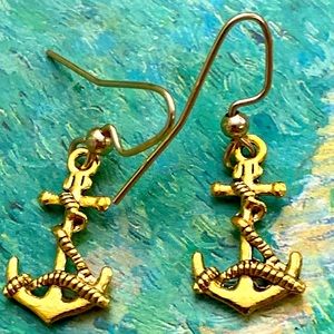 5/$10❤️❤️❤️NEW Brass Anchors Dangling Earrings Handmade